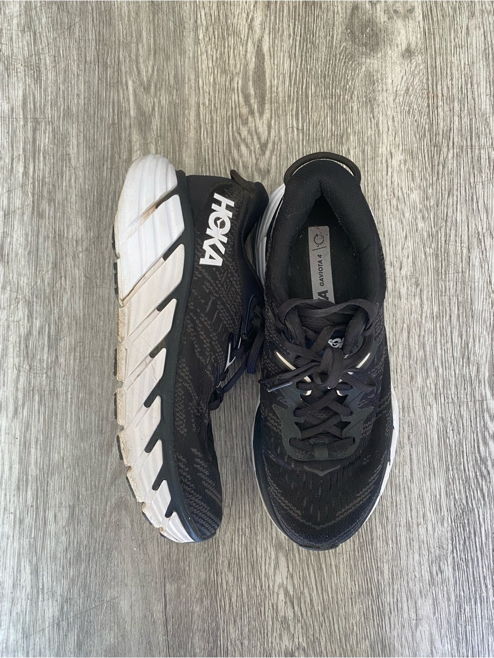 Women’s Black and White Hoka Gaviota 4 Running Shoes